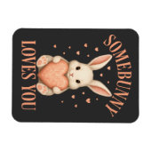 Somebunny Loves You Cute Bunny on Dark Charcoal Magneet (Horizontaal)