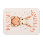 Somebunny Loves You Cute Bunny on Soft Blush Magneet (Horizontaal)