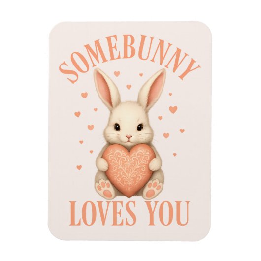 Somebunny Loves You Cute Bunny on Soft Blush Magneet (Verticaal)