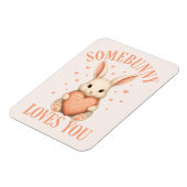 Somebunny Loves You Cute Bunny on Soft Blush Magneet (Linkerzijde)