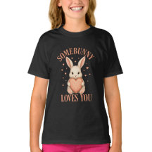 Somebunny Loves You Cute Bunny Zwarte T-Shirt