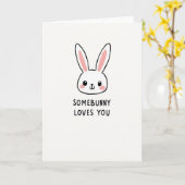 Somebunny Loves You Kunstkaart Kaart (Gele Bloem)