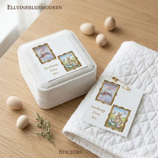 Somebunny Loves You Photo Frame Easter Vierkante Sticker