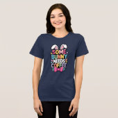 Somebunny Needs Coffee Easter Tee Funny Bunny  Tri-Blend Shirt (Voorkant volledig)