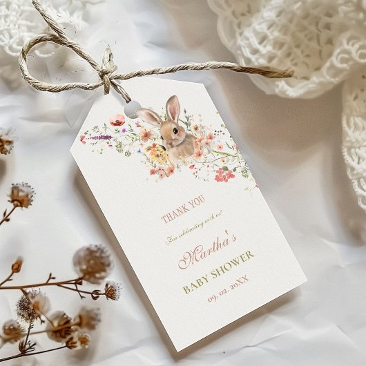 Somebunny op weg naar Easter Wildflower baby showe Cadeaulabel