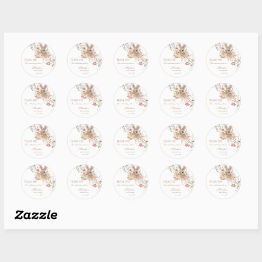Somebunny op weg naar Easter Wildflower baby showe Ronde Sticker (Vel)