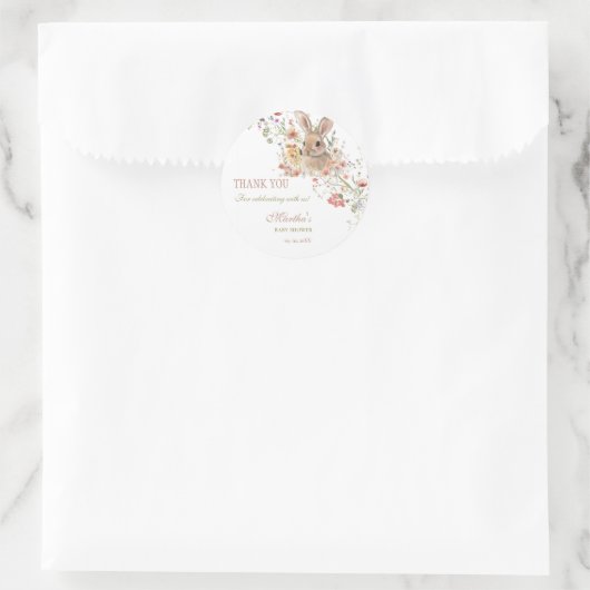 Somebunny op weg naar Easter Wildflower baby showe Ronde Sticker (Tas)
