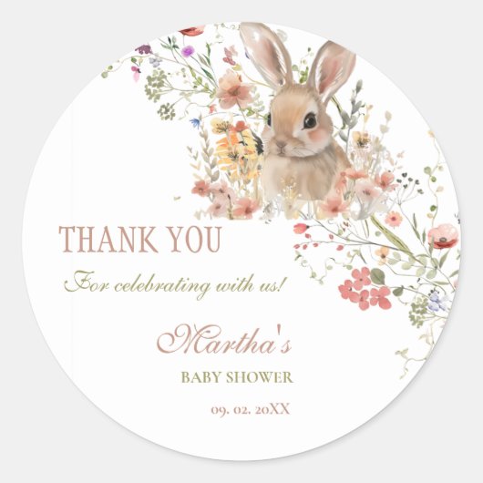 Somebunny op weg naar Easter Wildflower baby showe Ronde Sticker (Voorkant)