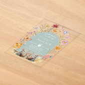 SomeBunny Pasen Wilde Bloem Baby Shower Acryl Uitnodigingen (Laagn)