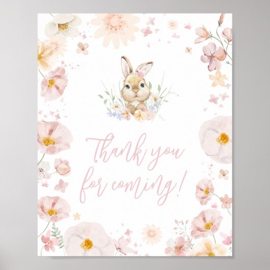 Somebunny Rabbit Baby shower Bedankt voor je komst Poster (Voorkant)