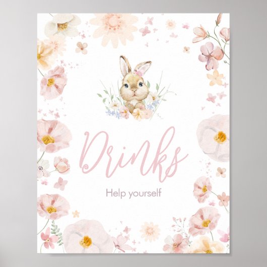 Somebunny Rabbit Baby shower Drinken Poster (Voorkant)