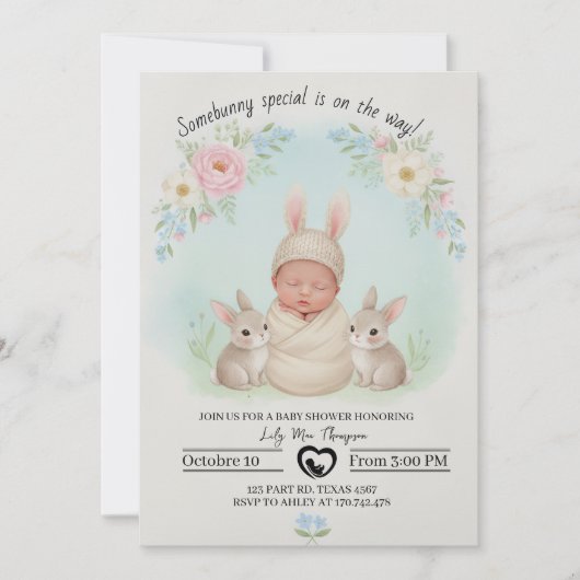 Somebunny Special Is on the Way – Baby Shower  Kaart (Voorkant)