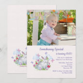 Somebunny Speciale Foto Pasen Verjaardag Uitnodigi Kaart (Voorkant / Achterkant)