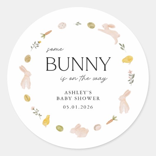 Somebunny Spring Easter Baby Shower Ronde Sticker (Voorkant)