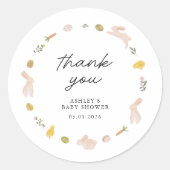 Somebunny Spring Easter Baby Shower Thank You Ronde Sticker (Voorkant)