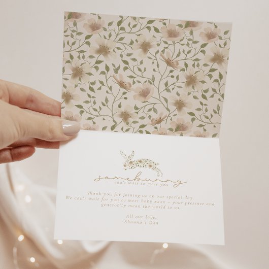 Somebunny Spring Easter Floral Baby shower Bedankkaart