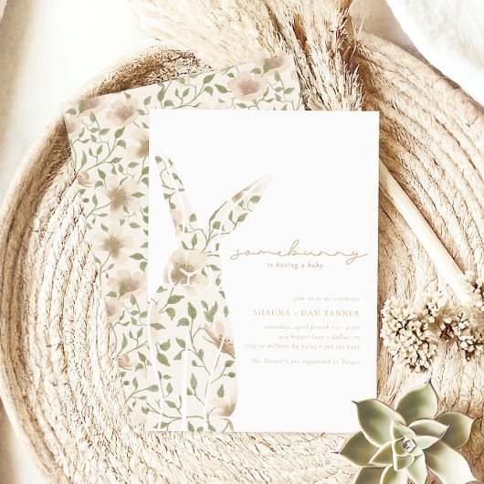 Somebunny Spring Easter Floral Baby shower Kaart