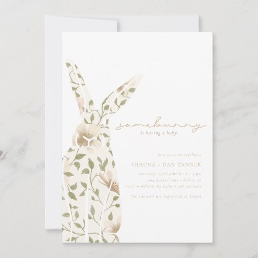 Somebunny Spring Easter Floral Baby shower Kaart (Voorkant)
