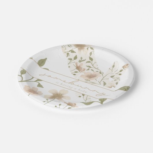 Somebunny Spring Easter Floral Baby shower Papieren Bordje (Gekanteld)