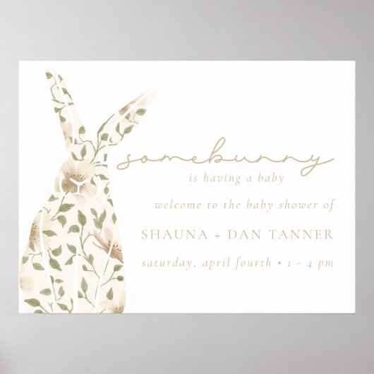 Somebunny Spring Easter Floral Baby shower Poster (Voorkant)