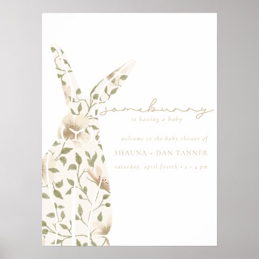 Somebunny Spring Easter Floral Baby shower Poster (Voorkant)