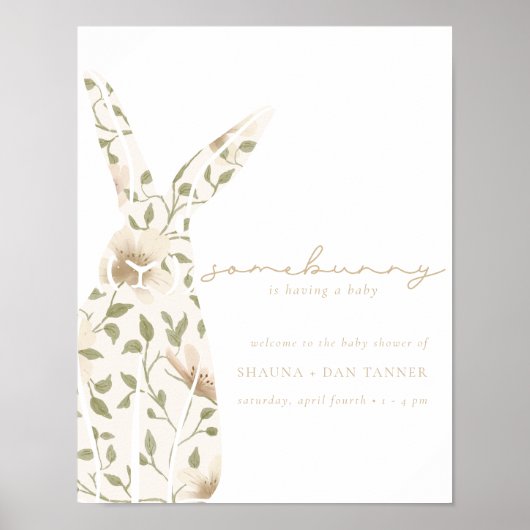 Somebunny Spring Easter Floral Baby shower teken Poster (Voorkant)