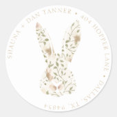 Somebunny Spring Pasen Bloemen Retouradres Ronde Sticker (Voorkant)