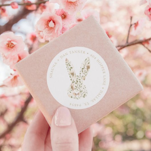 Somebunny Spring Pasen Bloemen Retouradres Ronde Sticker