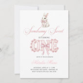 Somebunny Sweet 1st Birthday Spring Floral Invitat Kaart (Voorkant)