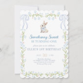 Somebunny Sweet Bunny 1st Birthday Spring Floral I Kaart (Voorkant)