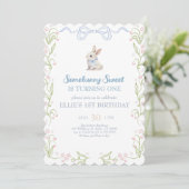 Somebunny Sweet Bunny 1st Birthday Spring Floral I Kaart (Staand voorkant)