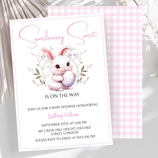 Somebunny Sweet is op het Way Girl Baby shower Kaart