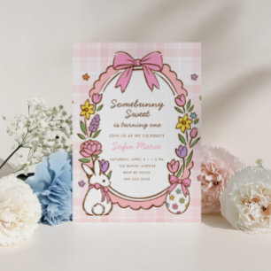 Somebunny Sweet Meisjes 1e Pasen Lente Verjaardag Kaart