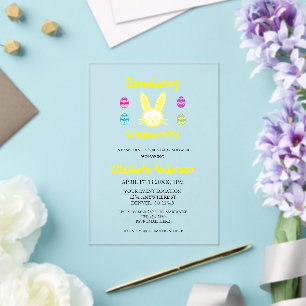 Somebunny verwacht een Paas Baby Shower Acryl Uitnodigingen