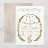 Somebunny WoodlandEerste verjaardagsfeestje uitnod Kaart (Voorkant / Achterkant)