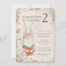 Somebunny wordt twee 2e verjaardagsuitnodiging