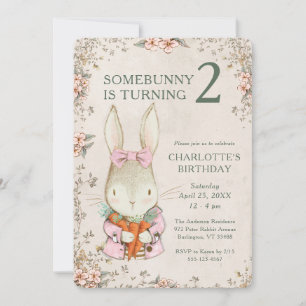Somebunny wordt twee 2e verjaardagsuitnodiging kaart