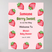 Someone Berry Sweet Strawberry Baby Shower Welcome Poster (Voorkant)