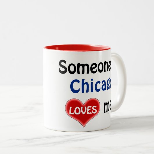 Someone in Chicago loves me Tweekleurige Koffiemok (Voorkant rechts)