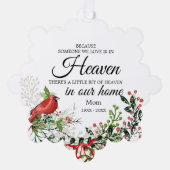 Someone In Heaven Cardinal Greenery Photo Ornament Kaart (Voorkant)