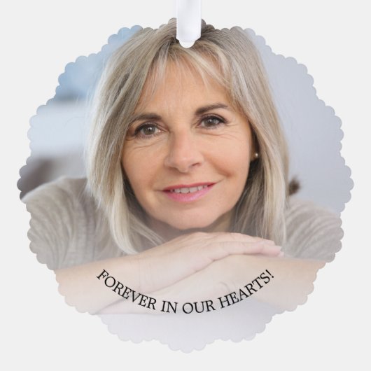 Someone In Heaven Cardinal Greenery Photo Ornament Kaart (Achterkant)