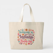 Someone in Indiana Loves Me Boho Hippie Design Grote Tote Bag (Achterkant)