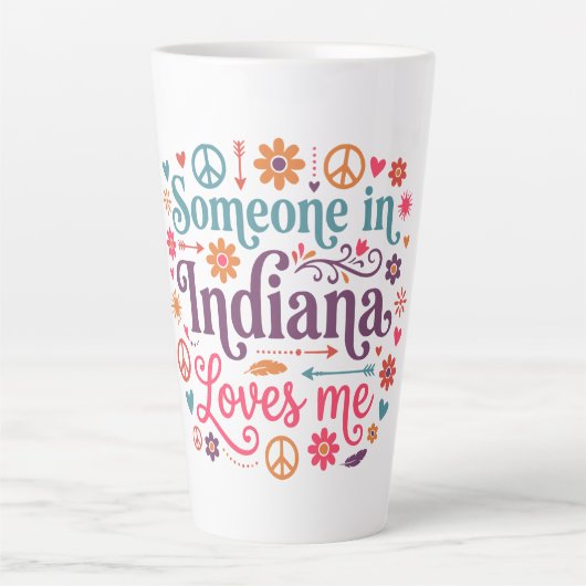Someone in Indiana Loves Me Boho Hippie Design Latte Mok (Voorkant)
