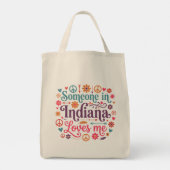 Someone in Indiana Loves Me Boho Hippie Design Tote Bag (Achterkant)