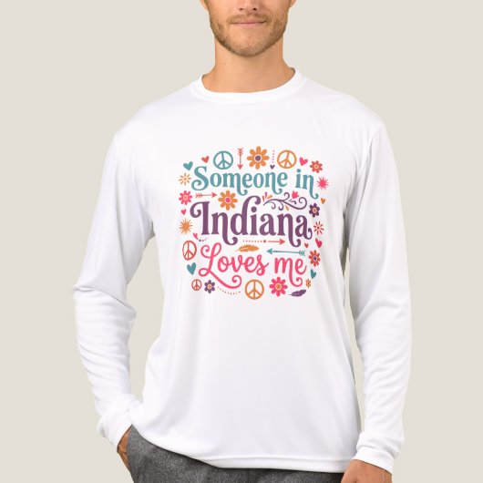 Someone in Indiana Loves Me Boho Hippie Design Tri-Blend Shirt (Voorkant volledig)