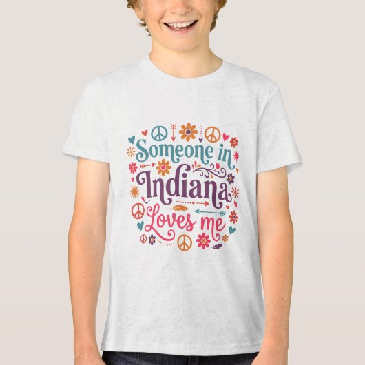 Someone in Indiana Loves Me Boho Hippie Design Tri-Blend Shirt (Voorkant)