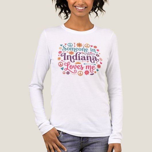 Someone in Indiana Loves Me Boho Hippie Design Tri-Blend Shirt (Voorkant volledig)