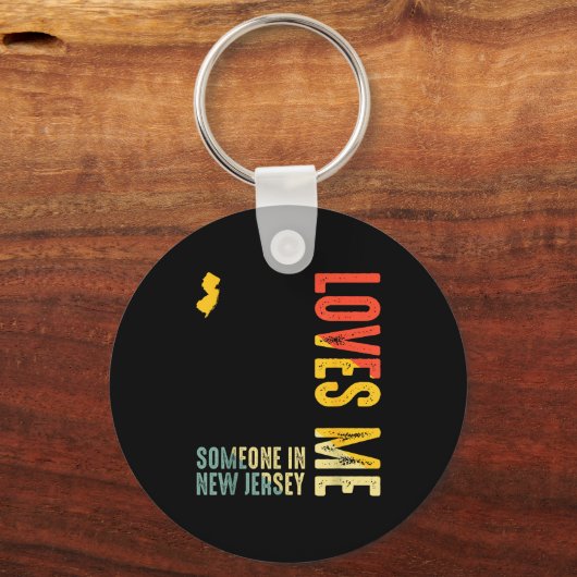 Someone In New Jersey Loves Me Clic Retro State  Sleutelhanger (Voorkant)