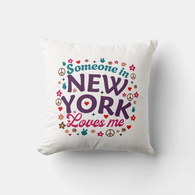 Someone in New York Loves Me Retro Funny Design Kussen (Voorkant)