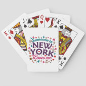 Someone in New York Loves Me Retro Funny Design Pokerkaarten (Achterkant)